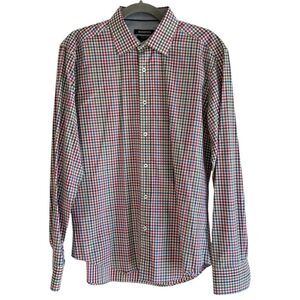 Bugatchi Shaped Fit Long Sleeve Button Down 100% Cotton Collared Shirt. Medium.